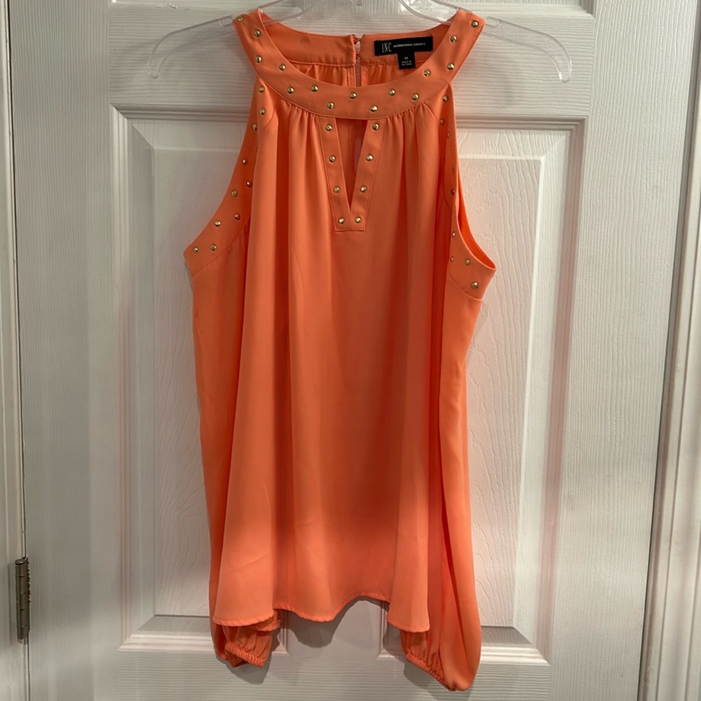INC Long Sleeved, Semi-Sheer, Cold Shoulder Tops w/Gold Sequined Trim-SZ-Medium